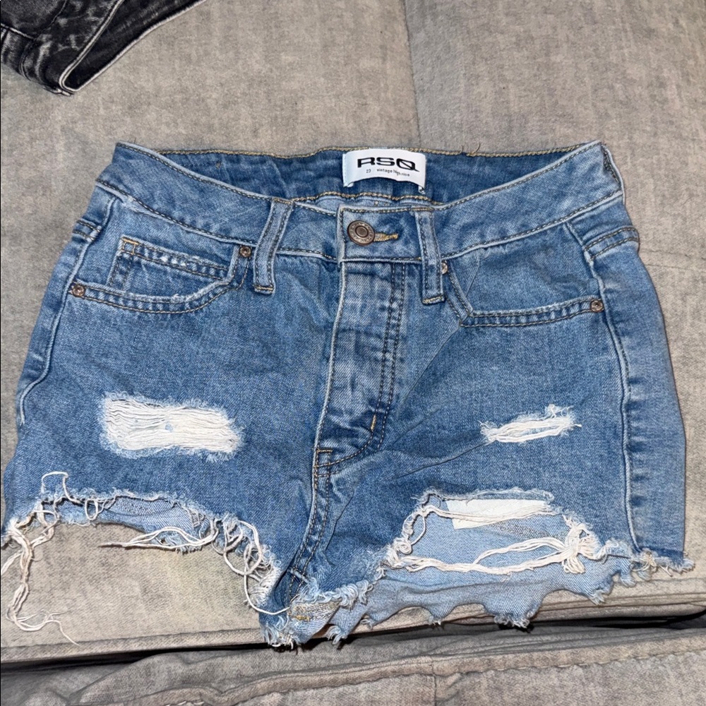 RSQ Distressed Blue Jean Shorts